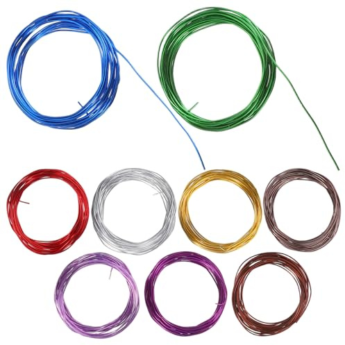 SEWACC 9 Rouleaux de Fil D’Aluminium Anodisé pour Bonsaï 15 MM X 5 M Assortiment de Couleurs Fil Souple et Résistant pour Fixation et Mise des Branches Usage Jardinage Intérieur et