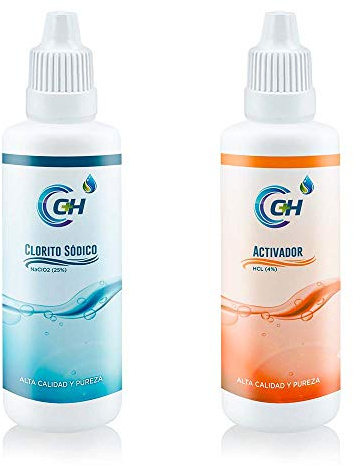 Solución Dióxido de Cloro 3000 ppm, 2x150 ml (300 ml), Potabilizador de Agua de Alta Pureza, Clorito de Sodio