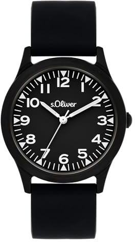 s.Oliver Armbanduhr mit Silikonband für größere Jungs und Teens - 35 mm - analoge Armbanduhr mit Quarzwerk - hoher 3 ATM wasserdicht - widerstandsfähig und Kratzfest