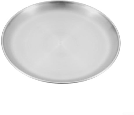 Stainless Steel For Outdoor Plate Set for Picnics Barbecues and Camping Trips Heat Resistant Lightweight and Portable Round Shallow Dishware (One set of five)