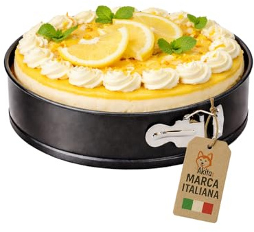 AKITAInk Tortiera a Cerniera Antiaderente, Stampo per Dolci Apribile Disponibile in Varie Misure (18-20-22-24-26-28 cm), Ideale per Torte, Cheesecake e Forno (20 cm)