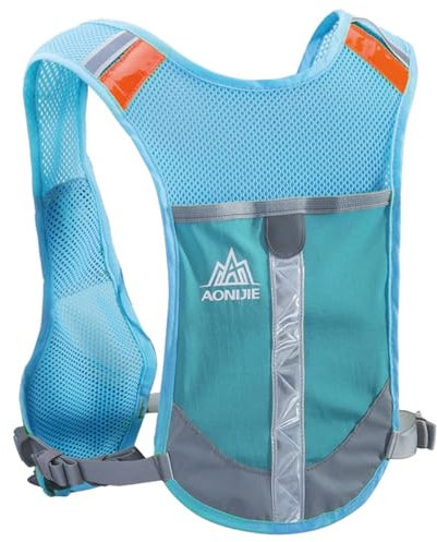 TRIWONDER Reflektierender Laufweste, Leichter Trinkrucksack für Damen und Herren, Verstellbare Brustgurte, Trinkweste für Laufen Marathon Sport (Blau - Nur Weste)