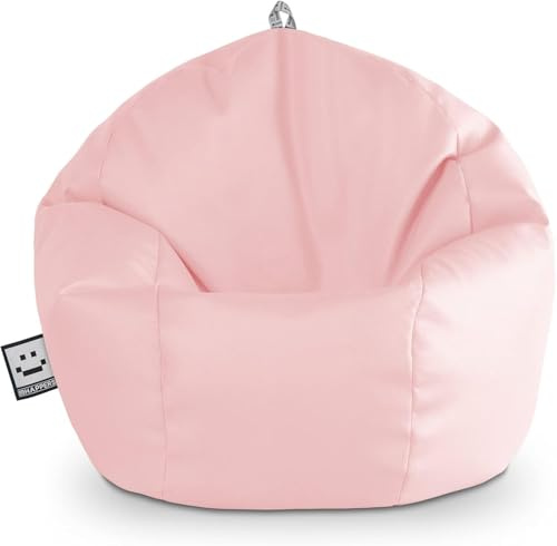 Happers Pouf Bambini Poltrona Morbida a Sacco per Sedersi con Imbottitura Puff per Gioco Relax Lettura Puffo Interno Ecopelle Quotidiano di lunga Durata Rosa