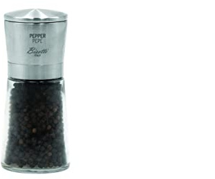 Bisetti Pepper Macinapepe Speziali Tappo Acciaio Inox Made Italy Vetro, Inossidabile, Argento/Trasparente