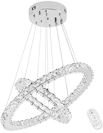 HENGMEI 48W Lampadario a sospensione di cristallo Pendente Lampadario LED Soffitto lampade Illuminazione, Dimmerabile