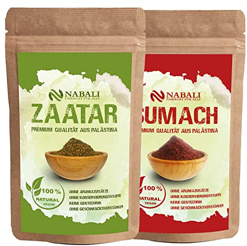 NABALI FAIRKOST FÜR ALLE Zaatar und Sumach Gewürz Satz – Gewürzmischung nach Ottolenghi – orientalisch Kräuter Gewürze aus Palästina (je 100 g)