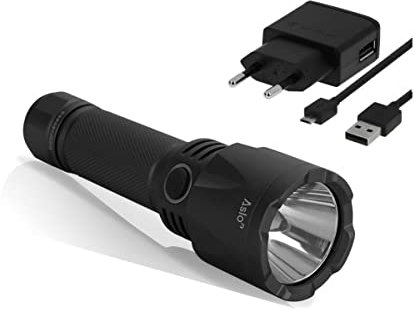 Linterna LED profesional 4,2 V recargable USB ASLO 1000 lúmenes