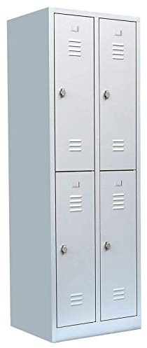 Lüllmann Spind Spindschrank 4 Fächer mit Kleiderstange komplett montiert 195x60x50cm (HxBxT) Kleiderspind grau 521220