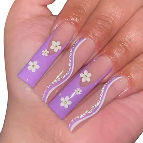 24 Stück Sarg Ballerina Falsche Nägel zum Aufkleben, Lange Falsche Nägel Französisch Fingernägel Nägel Tips, Schwarz Und Rosa Drücken Sie auf Die Nägel Ballerina für Frauen Und Mädchen