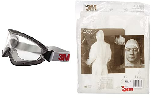 Lunettes-masque de sécurité 3M™ 2890SA, Classic & Combinaison de protection 3M™ 4500 blanc, taille L
