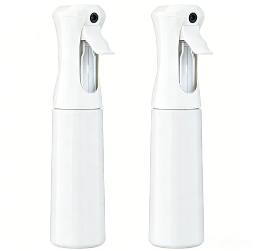 ZHIYE 2pcs Hair Spray Bottle, Continuous Water Mister Spray Bottle Empty, Aerosol Fine Mist Curly Hair Spray Bottle for Taming Hair in Morning, Hairstyling, Plants, Pets, Cleaning-6.8oz/200ml (White)