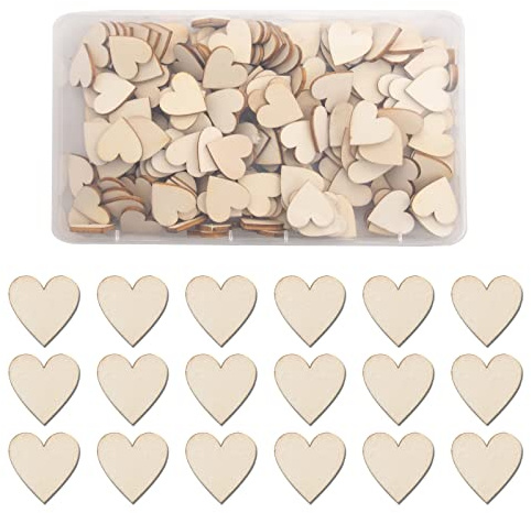 TAIYOU 200 Stück 2cm Holzherzen Natürliche Holzherz Deko Unlackiert Holzherzen Verzierungen Scheiben Naturholzscheiben Tischdekorarion Herzen für Hochzeit Geburtstag DIY Handwerk Verzierungen
