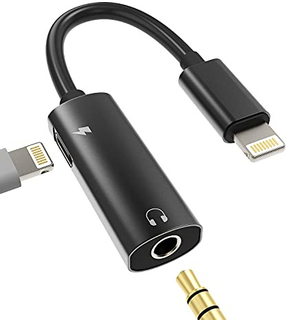 iPhone Headphone Adapter(2in1) Apple MFI Certified 3.5mm to Lightning Splitter AUX Charge Cable Audio Charging Dongle Jack Converter for 14 13 12 11 Pro Max 7 8 Plus SE X XR Earbud Charger Connector