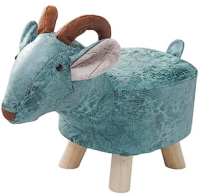 Fenteer Tier-Fußhocker, Holz-Fußstütze, multifunktional, Cartoon-Sofa, Teehocker, Bank für Schlafzimmer, Eingangsbereich, Spielzimmer, drinnen und, Blaue Ziege