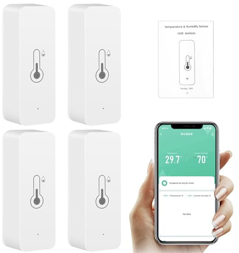 Ailao 4pcs Wlan Thermometer Wifi Hygrometer Tuya Smart temperatursensor mit APP Indoor Hygrometer Unterstützung Alexa.
