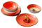 Kadum Potosi Service de table 8 pièces pour 4 personnes | Assiettes plates en céramique de qualité supérieure | 4 assiettes à petit-déjeuner Ø 21 cm et 4 bols à salade Ø 15 cm (rouge/orange)