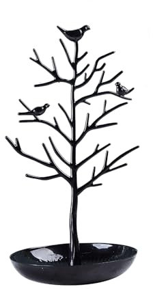 Jarsense Schmuckständer Baum, Metall-Ringhalter/Ohrringhalter/Ringhalter, Schmuckständer für Schmuck, Ring/Hochzeitsschmuck, dekorativer Präsentationsständer, Schwarz