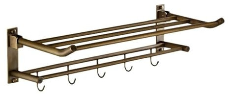 Handtuchstange Handtuchhalter Badezimmer Halter Badehandtuchhalter Kleiderbügel Edelstahl Gebürstet Freistehend Wandmontage Selbstklebend modern ohne Bohren mit Haken ablage Badzimmer Bad Kü