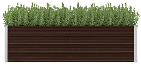Homgoday Fioriera Grigliato per Giardino, Letto Rialzato Giardino Marrone 160x40x45 cm in Acciaio Zincato, Fioriera Grigliato per Giardino, Fioriera da Esterno,Fioriera Balcone