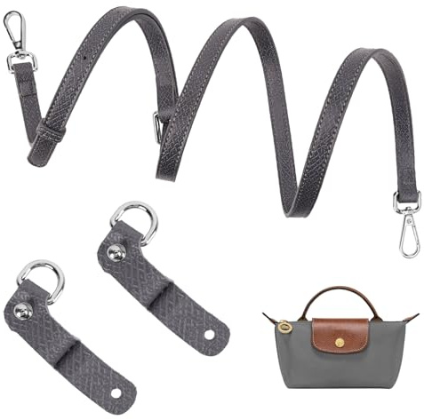 GADITIEK Schultergurt für Longchamp Tasche Damen Mini, Grau Kein Bohren Erforderlich Schulterriemen, Einstellbar Strap for Longchamp Mini Bag