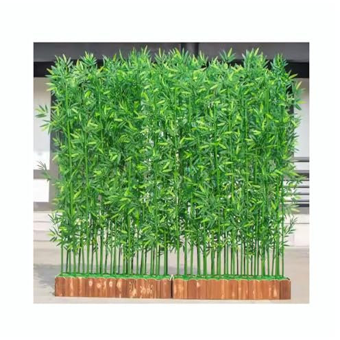 Paravento artificiale in bambù con base in legno, per esterni, interni, giardino, balcone, terrazza, steli in bambù finto da parete (80 x 180 cm)