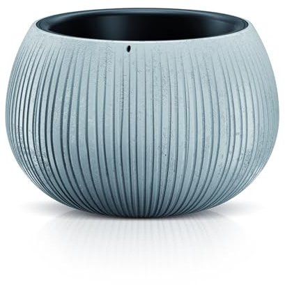 DIKEL Macetero Ø 20 cm, altura 16 cm | Sobremaceta con aspecto de hormigón de plástico duradero, resistente a la intemperie y a los rayos UV | Macetas para una elegante decoración de jardín e interior