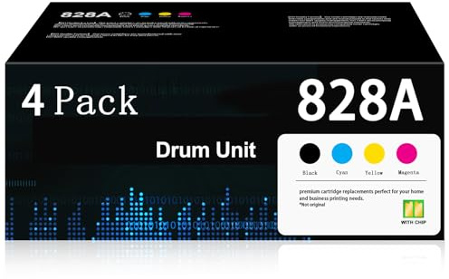 828A Image Drum Unit 4-Pack CF358A CF359A CF364A CF365A Replacement for HP 828A Drum Unit Color Enterprise Flow MFP M880 M880z M880z+ NFC M855 M855x+ M855xh M855dh Printer (Black Cyan Magenta Yellow）