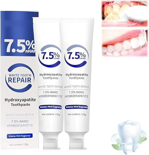 Hydroxyapatite Toothpaste 2-Pack for Enamel Protection,Fluoride-Free Formula with Gentle Mint,Enamel Protection and Tooth Strengthening,for Sensitive Teeth,Fresh Breath