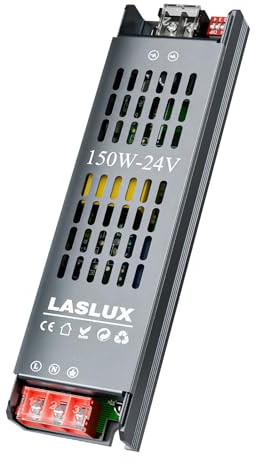Alimentatore LED 24V 150W Ultra Sottile Dimmerabile 4 Livelli, Trasformatore 220V AC a DC 6.3A, Driver LED a Tensione Costante per Striscia (24V, 150, Watt)