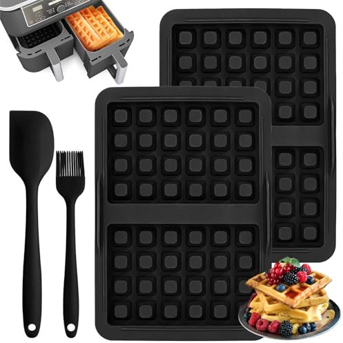 Ninja Heißluftfritteuse Zubehör, 4 Stück Airfryer Zubehör für Ninja AF400EU AF451EU, SL400EU, AF500EU, Dual Zone Ninja Airfryer Silikonform für Heißluftfritteuse, Belgische Waffeleisen Silikon Zubehör