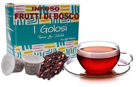 Caffè Vulcanus, 80 capsule di tisana al MIRTILLO e FRUTTI MISTI, Capsule compatibili con le macchine ad uso domestico Nespresso®*