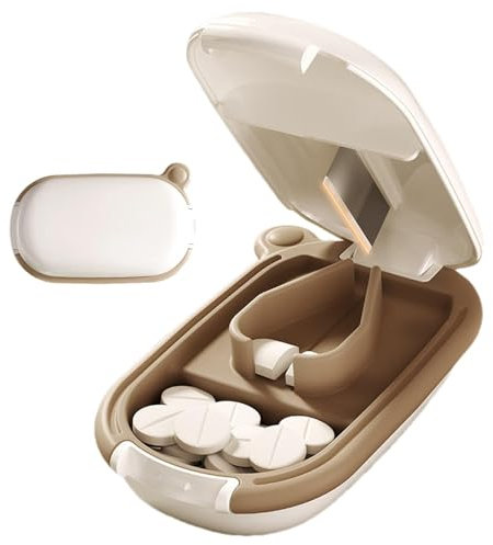 Pillenschneider - Pillenteiler, Medikamententeiler für Pillen | Reisetablettenteiler für kleine oder ße Pillen, Pillenteiler mit Spender, tragbarer Medikamentenschneider Tabletten-Pillenbrecher