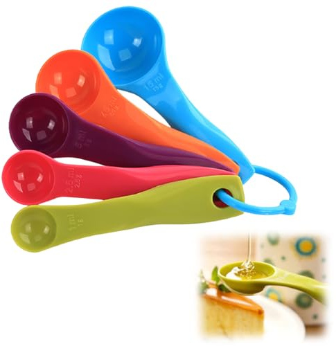 LQIOACU Ensemble de cuillères doseuses - doseuses de Couleurs de différentes capacités, cuillères doseuses en Plastique pour Outils de Mesure de liquides et de poudres,doseuse Plastique, 5 pièce