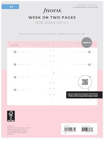 Filofax Kalender Confetti Week to view Illustrated Diary Refill Pack A5 2026