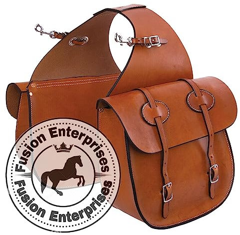 EQUIGEAR Western-Leder-Satteltasche für Pferde | Reitvergnügen Wanderritt geeignet für Reiten und Fassrennen | Satteltasche mit verstellbarem Riemen GRÖSSE: 10X10X3 AS-17