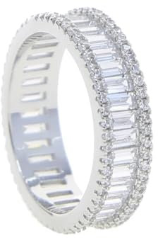 Hasdnker Ring Ringe Damen Bijouterie Herren Stapelbarer Fingerring, Mikropflaster, Rund, Quadratisch, Iced Out, Verlobungsring, 6, Platiniert