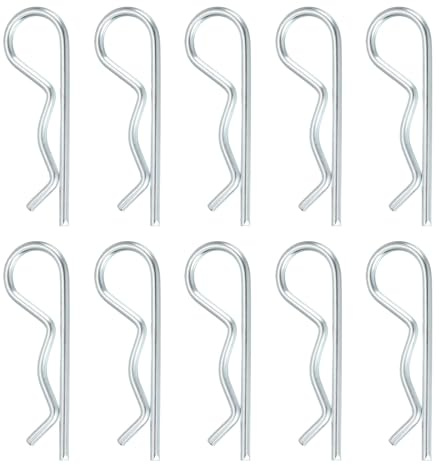 QUARKZMAN 10 Stück Federsplint Anhängerkupplungsstift Clip, 4mm x 85mm R Clips aus Karbonstahl, Draht Haarnadeln Splinte für Anhänger Traktoren Mäher Wagen LKW Pin, Silber