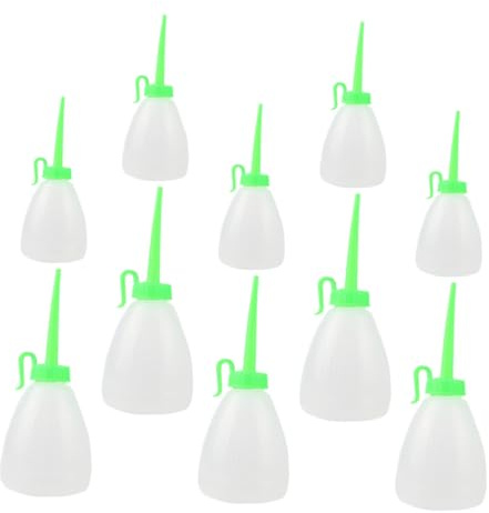 Angoily 10 Botellas Exprimibles de Plástico para Aceite de Costura Boquilla Puntiaguda, Capacidad de 60ml y 180ml para Máquina de Coser, Dispensador Preciso y Fácil de Usar