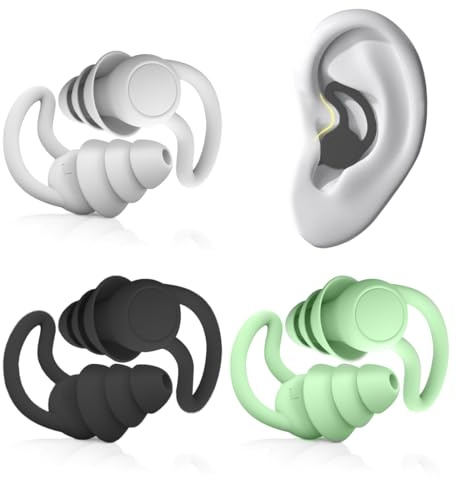 KQOZG 3 Pares de Tapones para los Oídos Reutilizables de Silicona Suave e Impermeable para Adultos, Protección Auditiva para Nadar, Duchar, Surfear, Bucear y Otros Deportes Acuáticos