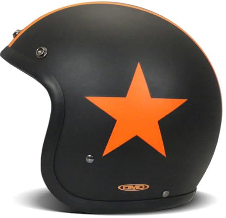 DMD Retro Star Orange Motorradhelm (Schwarzmatt/Orange), L (59)