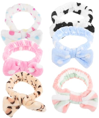 6Stücke Teiliges Korallenfleece Haarband für Frauen Elastische Spa Haarbänder mit Schleife zum Gesichtswaschen Make Up und Hautpflege für Yoga und Wellness