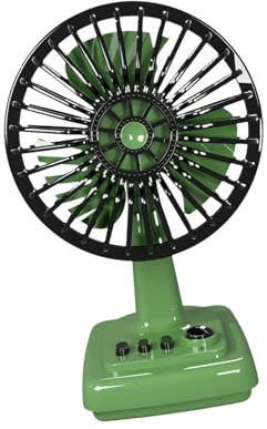 JISADER Portable Retro Alloy Desk Fan, Mini Personal Table Fan, Handheld Fan Powerful Bedroom Table Fan, 3 Speeds Adjustable Desk Fan Strong Wind Type-C Powered for Office, Bedroom, Library