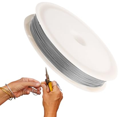 Schmuckseil-Draht – handgefertigter Draht aus starkem Edelstahl, goldfarbenes Silber-Finish | DIY-Zubehör für Frauen, Perlen, Ornamente, Dekorationen und Ausrüstung