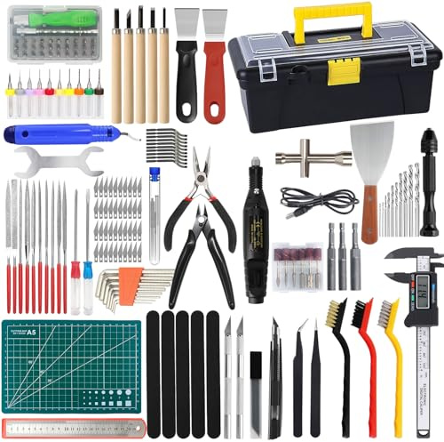 201PCS 3D Printer Tools & Accessories Kit,3D Printing Tool Set with Tool Box,3D Printer Accessory Including Nozzle Cleaning Kit,Electric Polishing Machine,Deburring Tool,Digital Caliper,Deburring Kit