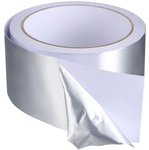 WEKADRIN Cinta Adhesiva de Aluminio Autoadhesiva 48 MM X 16 M Resistente al Calor Aislante Térmica para Sellado de Conductos y Reparaciones Hogar y Oficina