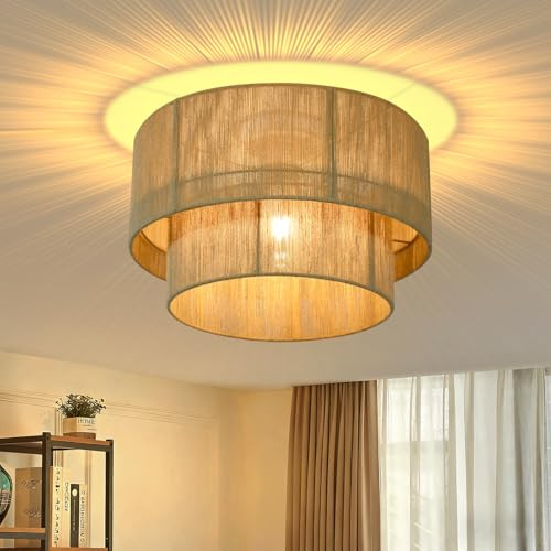 Woiledlt Deckenleuchte Boho Deckenlampe Schlafzimmer Ø40cm aus Juteschnur