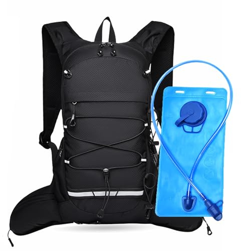 SOUNAY Cykelryggsäck 10 l, unisex, med reflektorremsor, vikbar dryckesryggsäck, cykel, löparryggsäck för pendling, cykling, jogging, vandring (svart)
