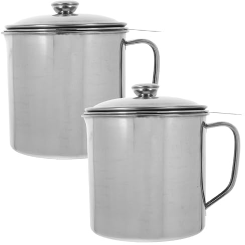 CHILDWEET Olla Coladora con Tapa y Mango Antiquemaduras de 1.3l de Acero Inoxidable Recipiente Práctico para Guardar Usado Paquete de 2 Piezas en Cocina