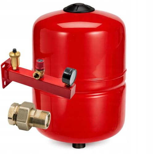 Ausdehnungsgefäß Set 35 l für Heizung und Klimaanlage, roter Membran-Druckbehälter G3/4 Zoll, mit Sicherheitsgruppe und Rückschlag-Verschraubung, für geschlossene Anlagen