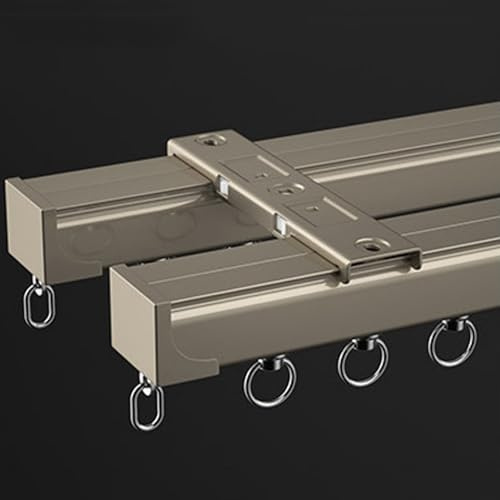 Gardinstång i aluminium 100–600 cm, tak/väggmonterad dubbel gardinspår, perfekt för vardagsrum/sovrum, snygg och enkel installation (färg: 02–Ce)